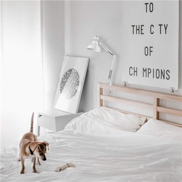 31.5 Inch Swing Arm Clamp-On White Desk Lamp with Nickel Accents, On/Off Rotary - Picture 6 of 7